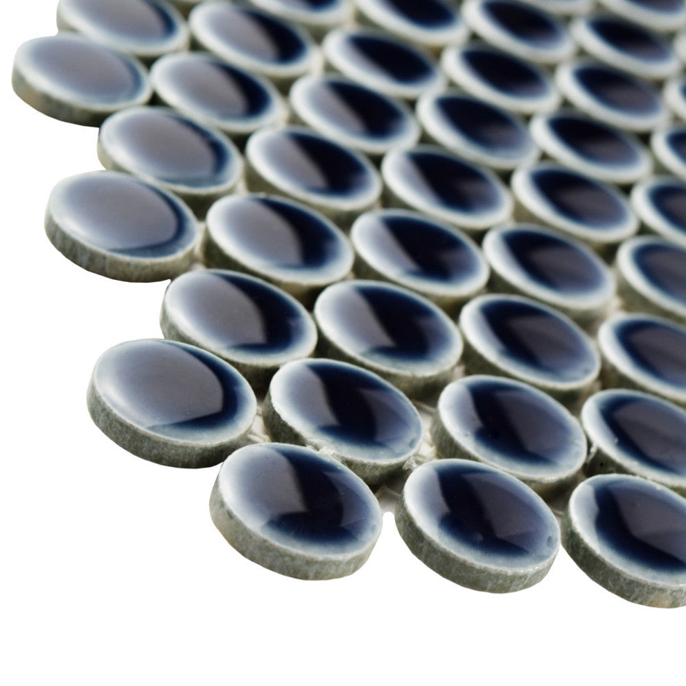 Hudson Penny Porcelain Mosaic Floor and Wall Tile, Noir