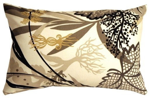 Fishbowl Aquarium Outdoor Pillow, Off-White and Black, 12"x19"