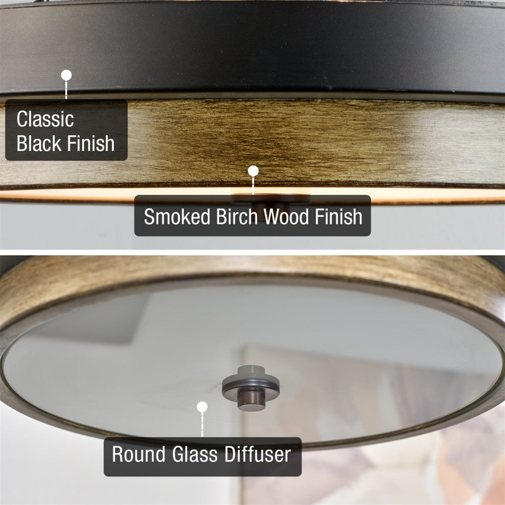 Kira Home Hermosa 14" Ceiling Light, Integrated 24W LED, Round Glass Diffuser