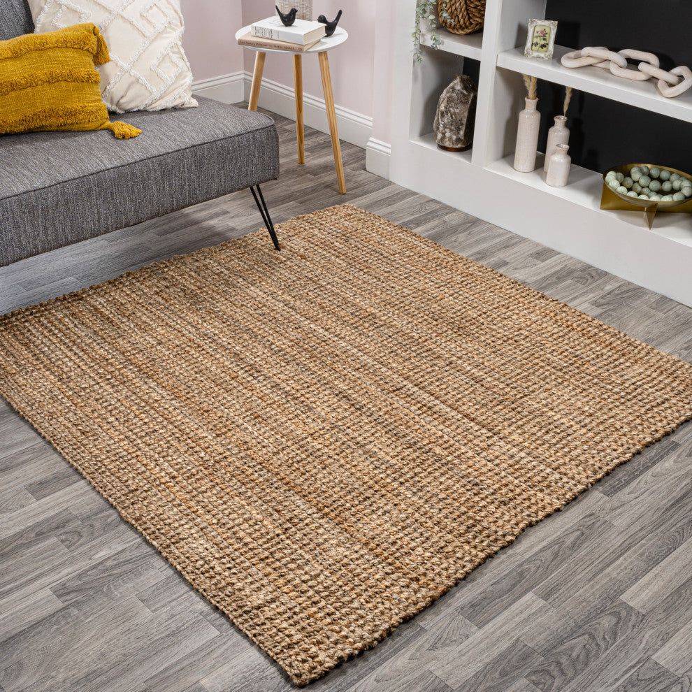 Pata Hand Woven Chunky Jute Natural 5' Square Area Rug