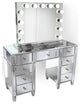 48" Mirrored Vanity Table MultiDrawer With LED  Dimmable Hollywood Mirror and Ch