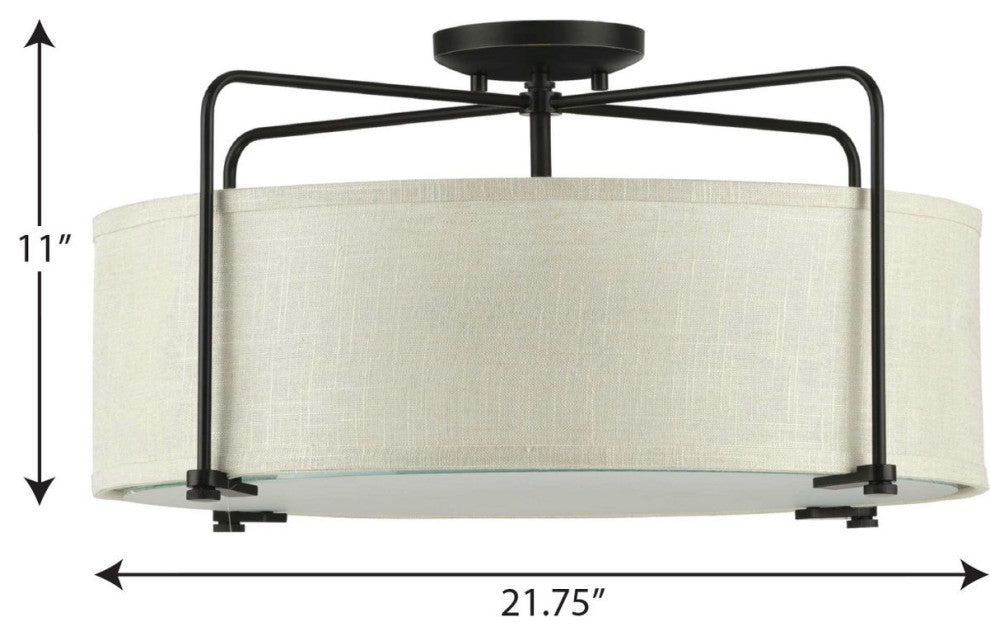 Kempsey Collection 3-Light Semi-Flush Convertible, Antique Bronze