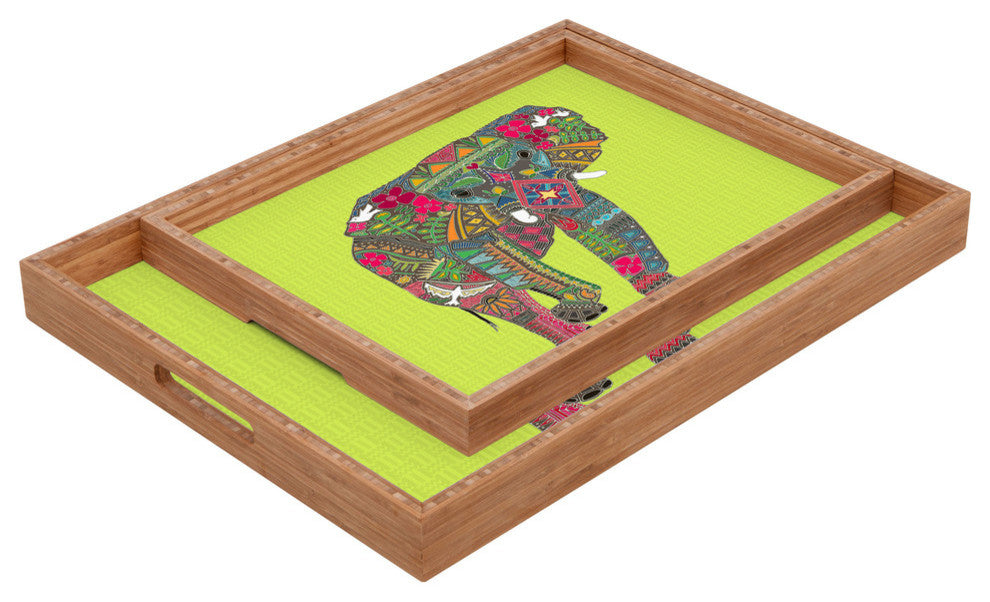 Deny Designs Sharon Turner Painted Elephant Chartreuse Rectangular Tray