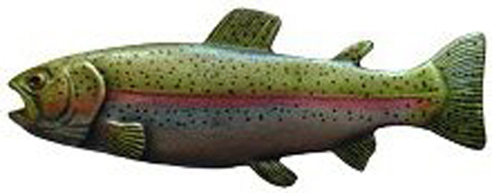 Rainbow Trout Knob Hand-Tinted Antique Pewter Left Side, Faces Right, Right