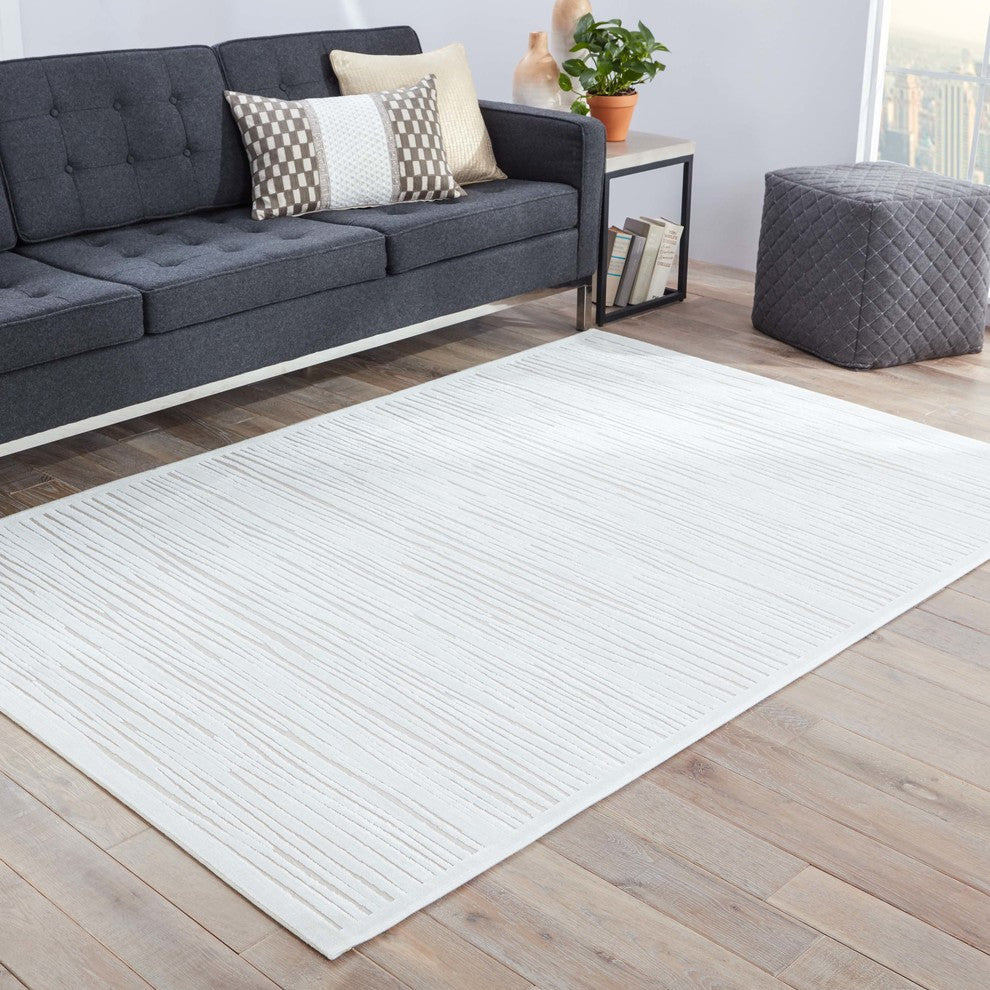 Jaipur Living Linea Abstract White Area Rug, 7'6"x9'6"