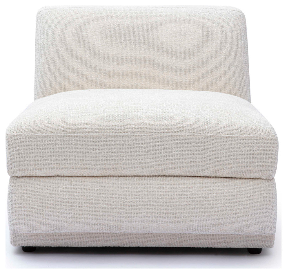 Perry Cream Chenille Modular Armless Chair