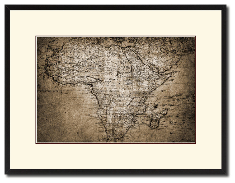 Africa Mapmaker Vintage Sepia Map Canvas Print, 16"x21"