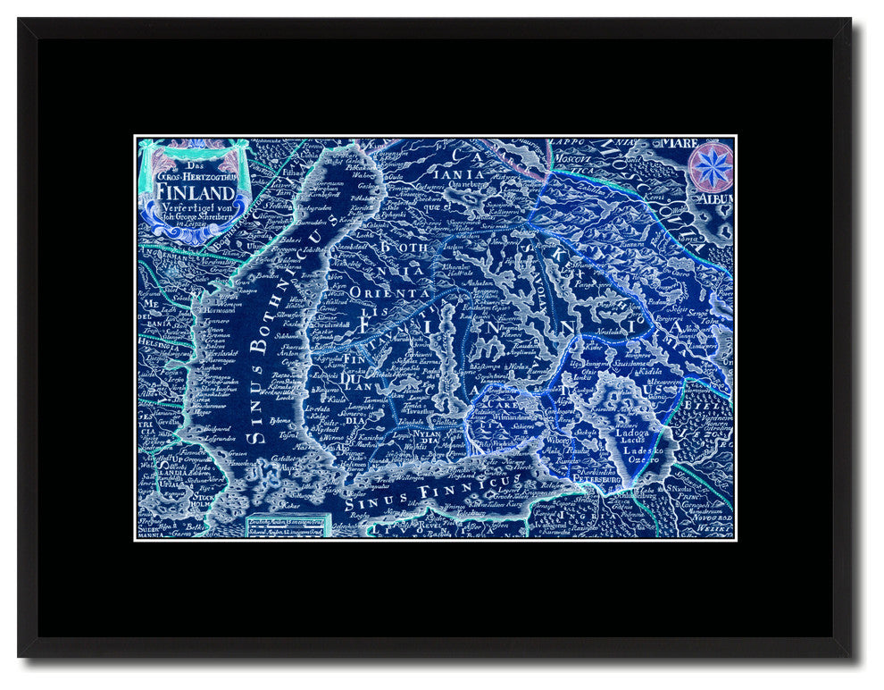 Finland Centuries Vintage Vivid Color Map Canvas, 16"x21"