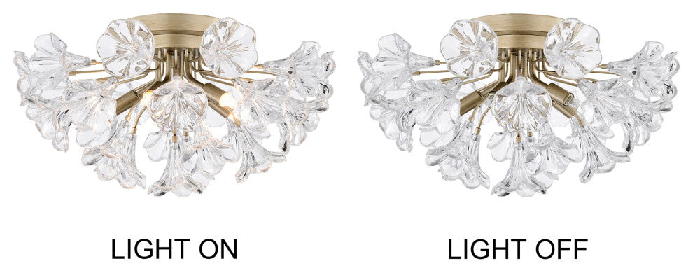 Zelda Crystal Glass Flower Flush Mount 5-light