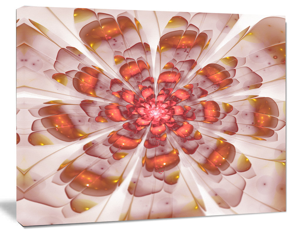 White Brown Fractal Flower, Floral Canvas Art Print, 20"x12"