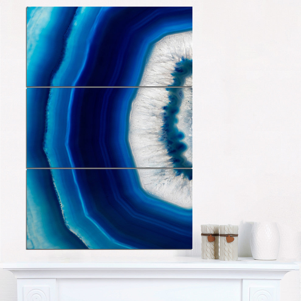 "Blue Agate Crystal" Digital Metal Wall Art, 3 Panels, 28"x36"