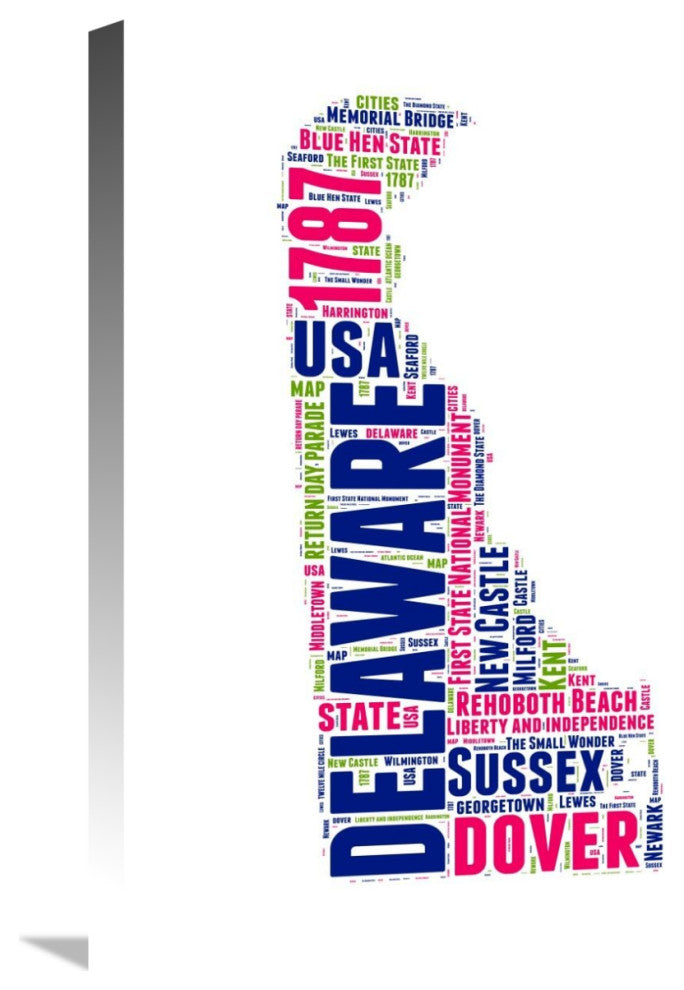 "Delaware Word Cloud Map" Fine Art Print