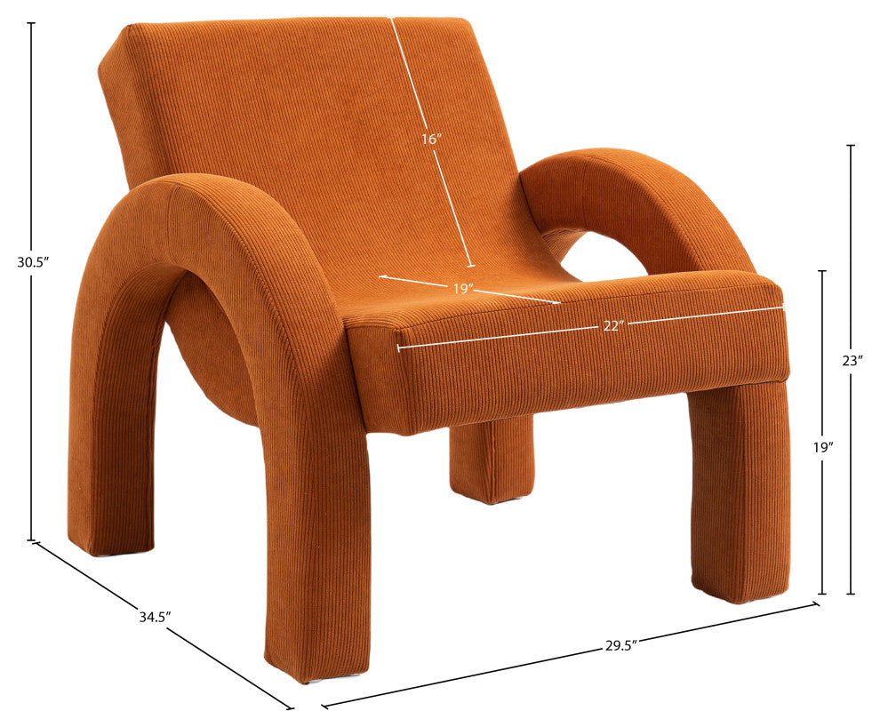 Corduroy Fabric Upholstered Accent Chair, Cognac