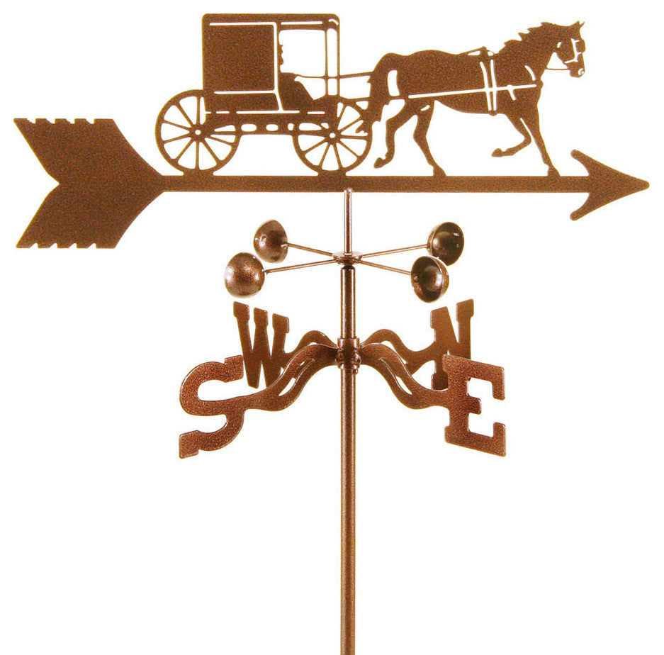 Amish Horse & Buggy Weathervane With 4 Sided Mount