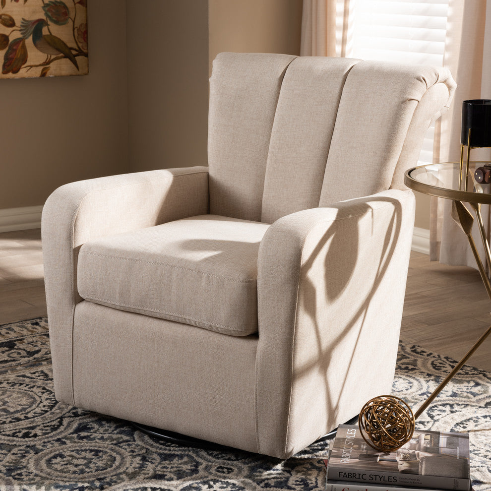 Milena Upholstered Swivel Chair, Beige