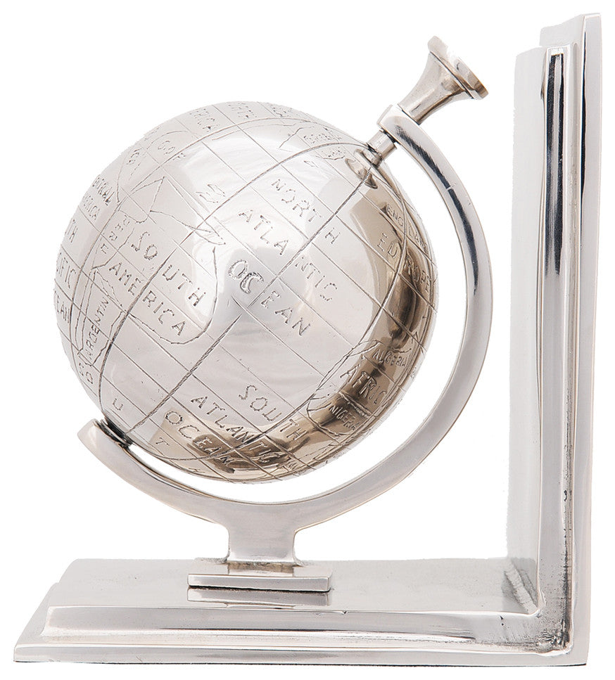 Alum Globe Bookend Set Of Two Aluminum Home Decor