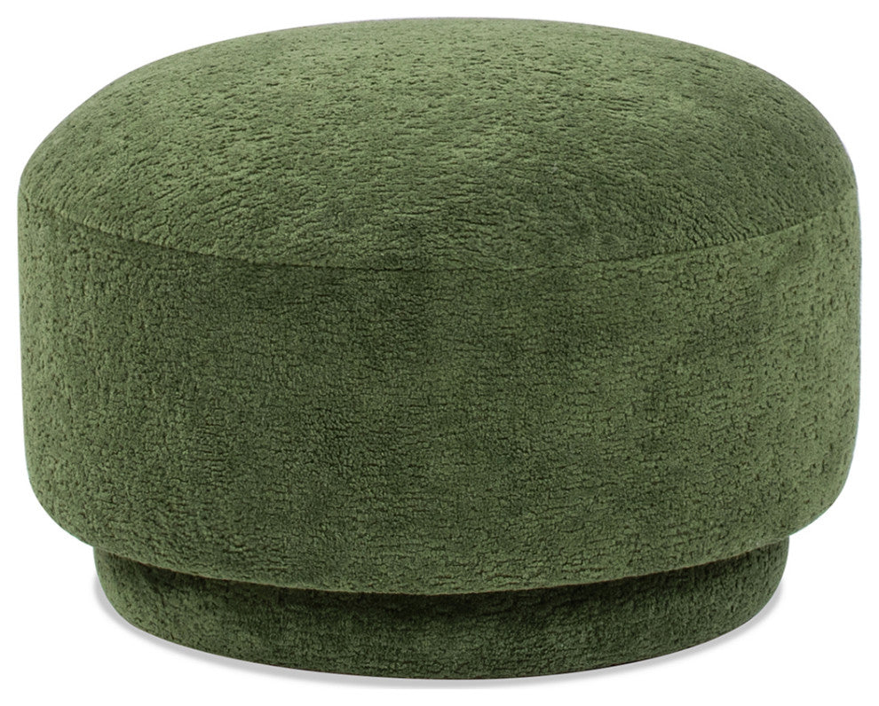 Fuji 15" Mushroom Footstool Ottoman, Moss Green Fleeced Teddy