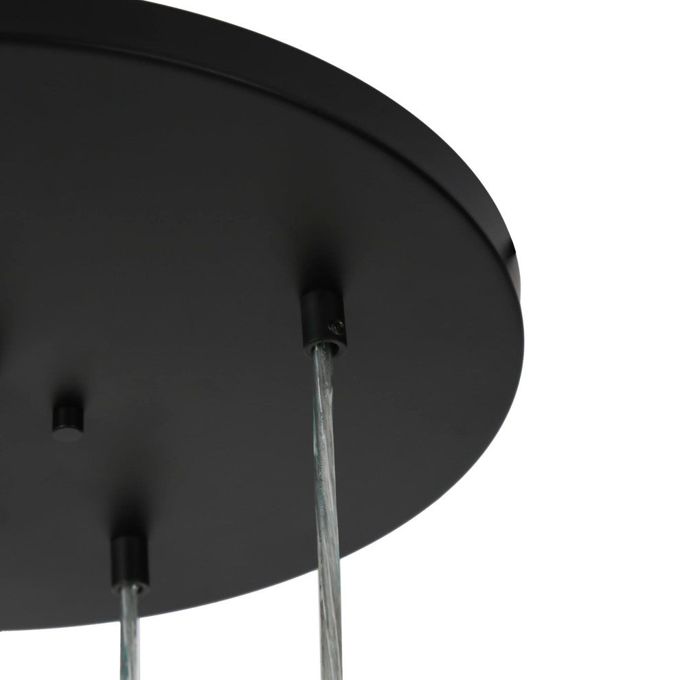 LNC Tucana Polished Gold Matte Black Modern Pendant Light, Textured Glass, 5 Light