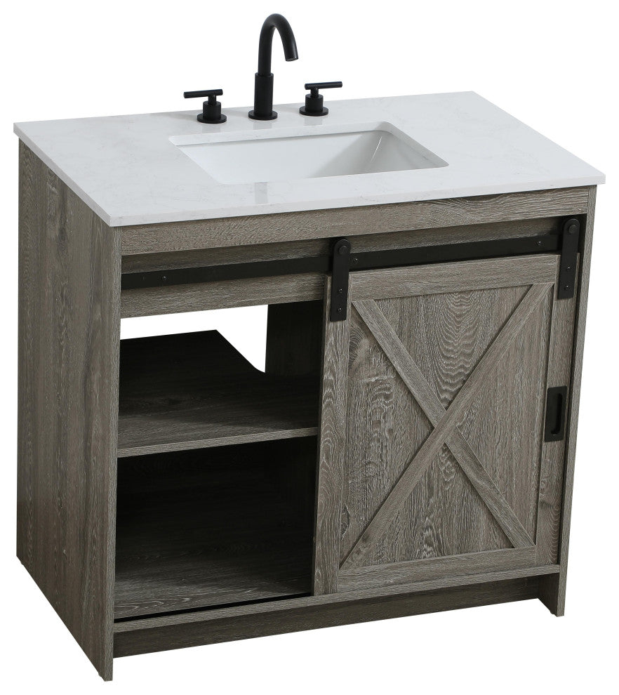 Home Living 36" Single Bathroom Vanity, Rustic Grey