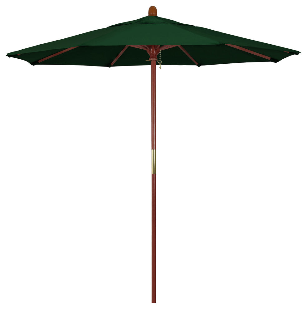7.5' Square Push Lift Wood Umbrella, Hunter Green Pacifica