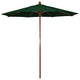 7.5' Square Push Lift Wood Umbrella, Hunter Green Pacifica