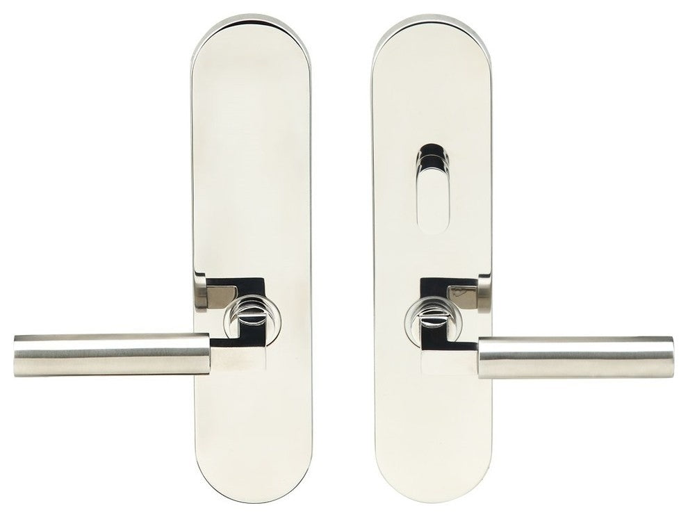 Aurora Lever Tubular Passage With Privacy Bolt, Polished/Satin Stainless Steel