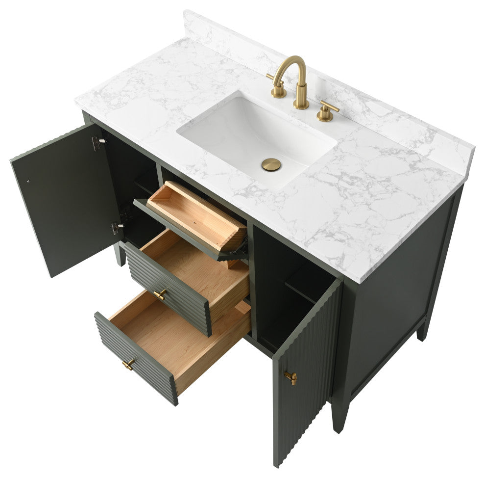 Vanity Art Freestanding Vanity, Vintage Green, 48", Single Sink, Golden Brushed