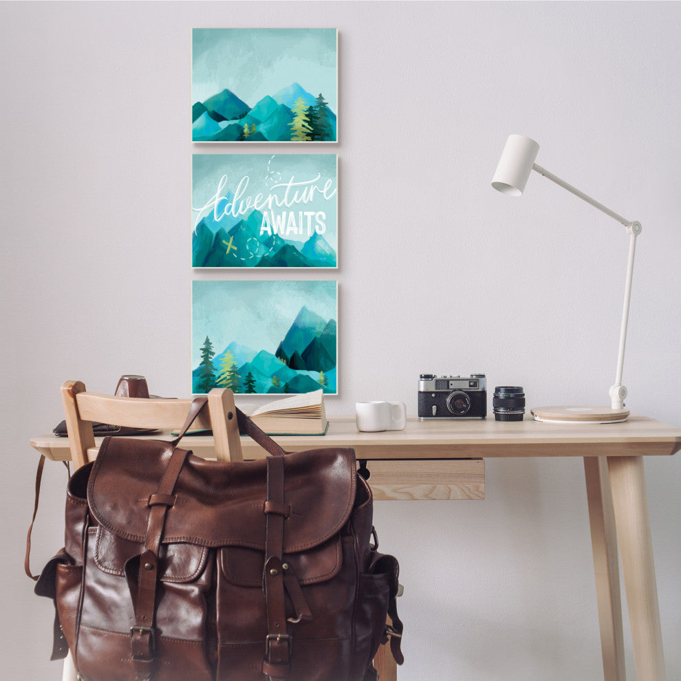 Icy Panoramic Adventure Awaits Outdoor Motivational Phrase, 3pc, each 15 x 10