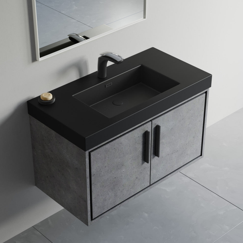 Dowell 18" FTB Resin Bathroom Vanity Basin, Black, 36wx18dx6h