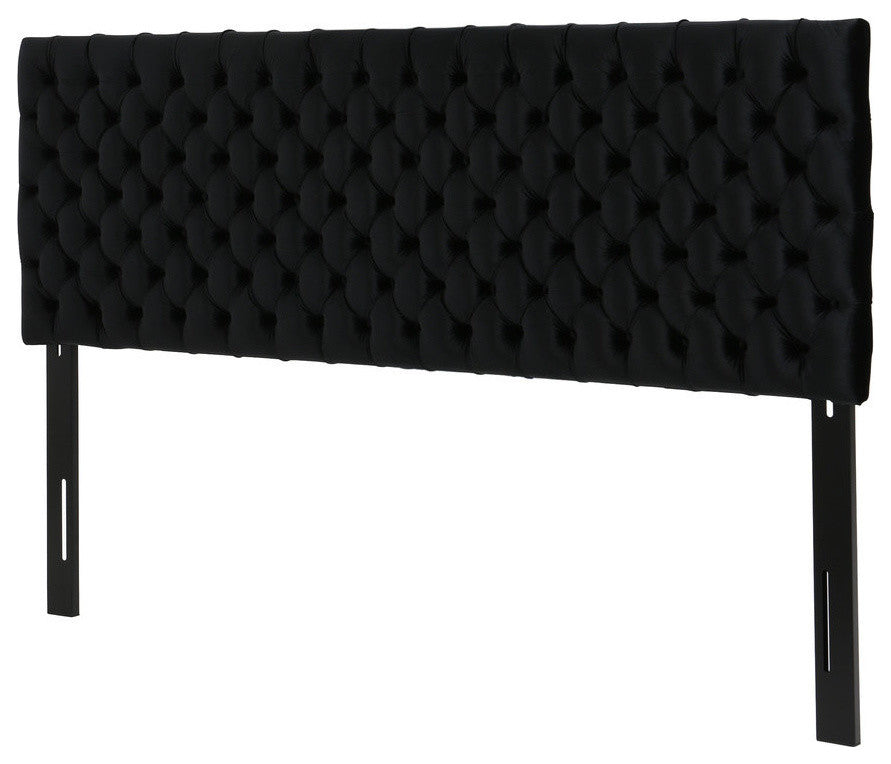GDF Studio Jezebel Tufted King/ Cal King New Velvet Headboard, Black