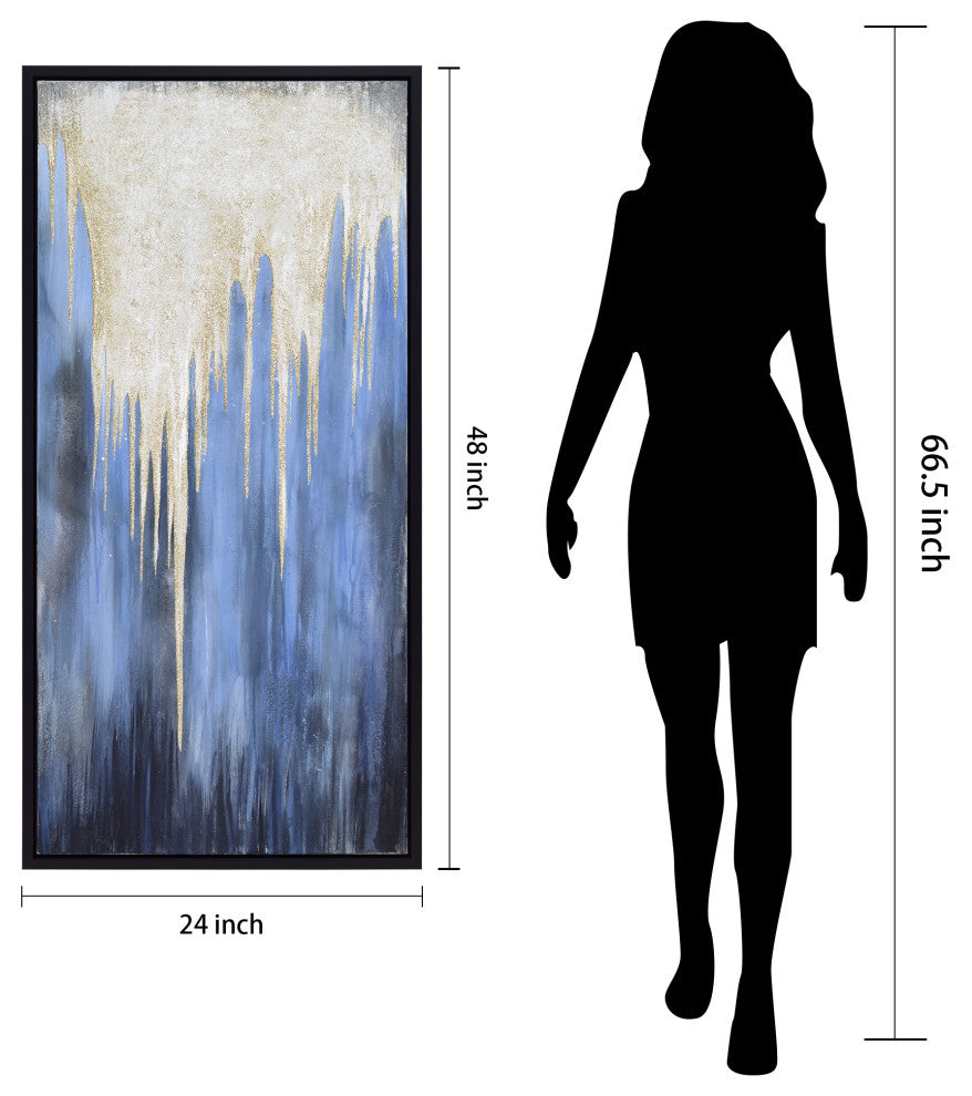 Snowy Drip 1 Textured Metallic Hand Painted Framed Wall Art by Martin Edwards