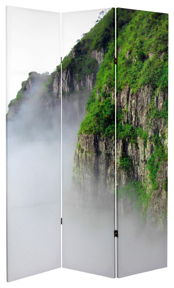 6' Tall Double Sided Mountaintop Waterfall Canvas Room Divider