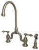 Kingston Brass Bridge Kitchen Faucet With Brass Sprayer, Brushed Nickel