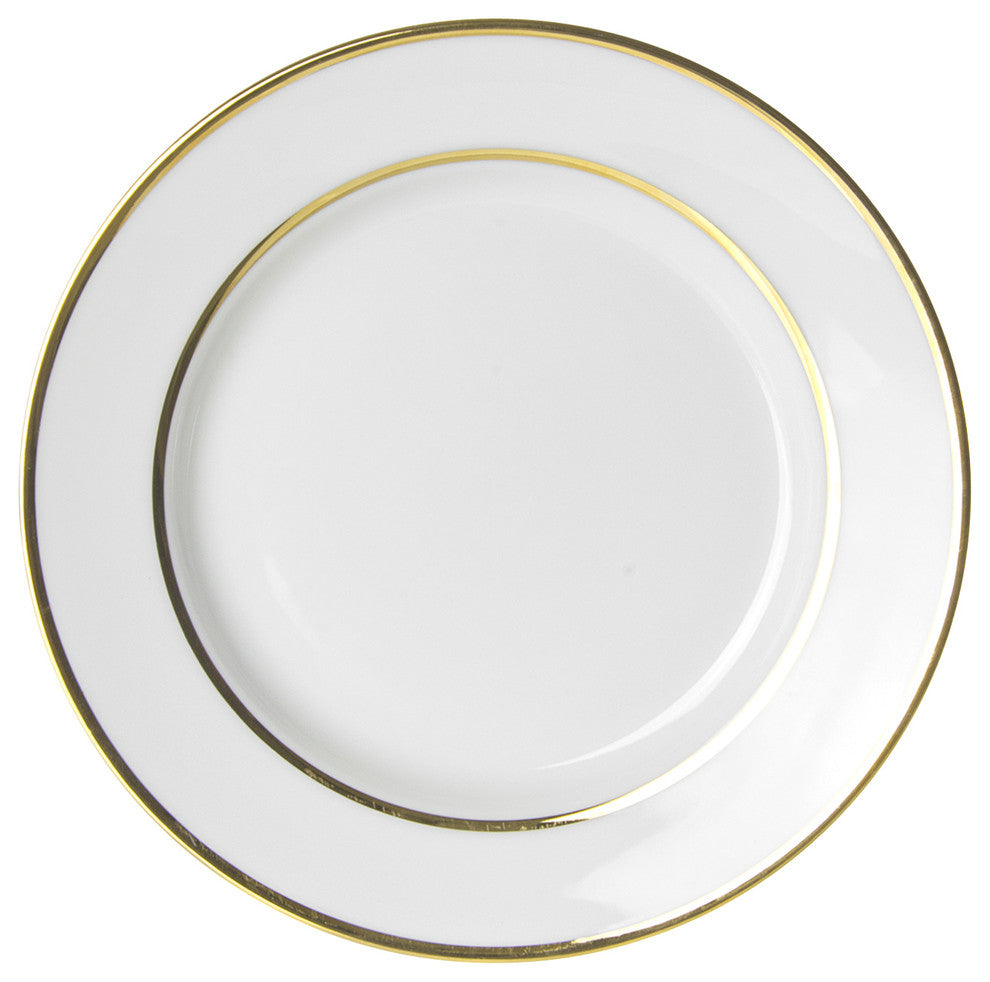 Double Line Salad and Dessert Plates, Set of 6, Gold