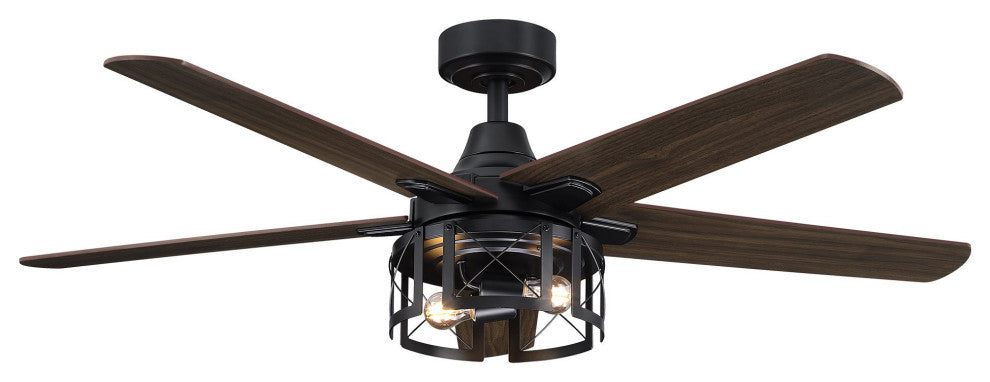 52 in. Reversible Blades Matte Black Ceiling Fan with Remote Control
