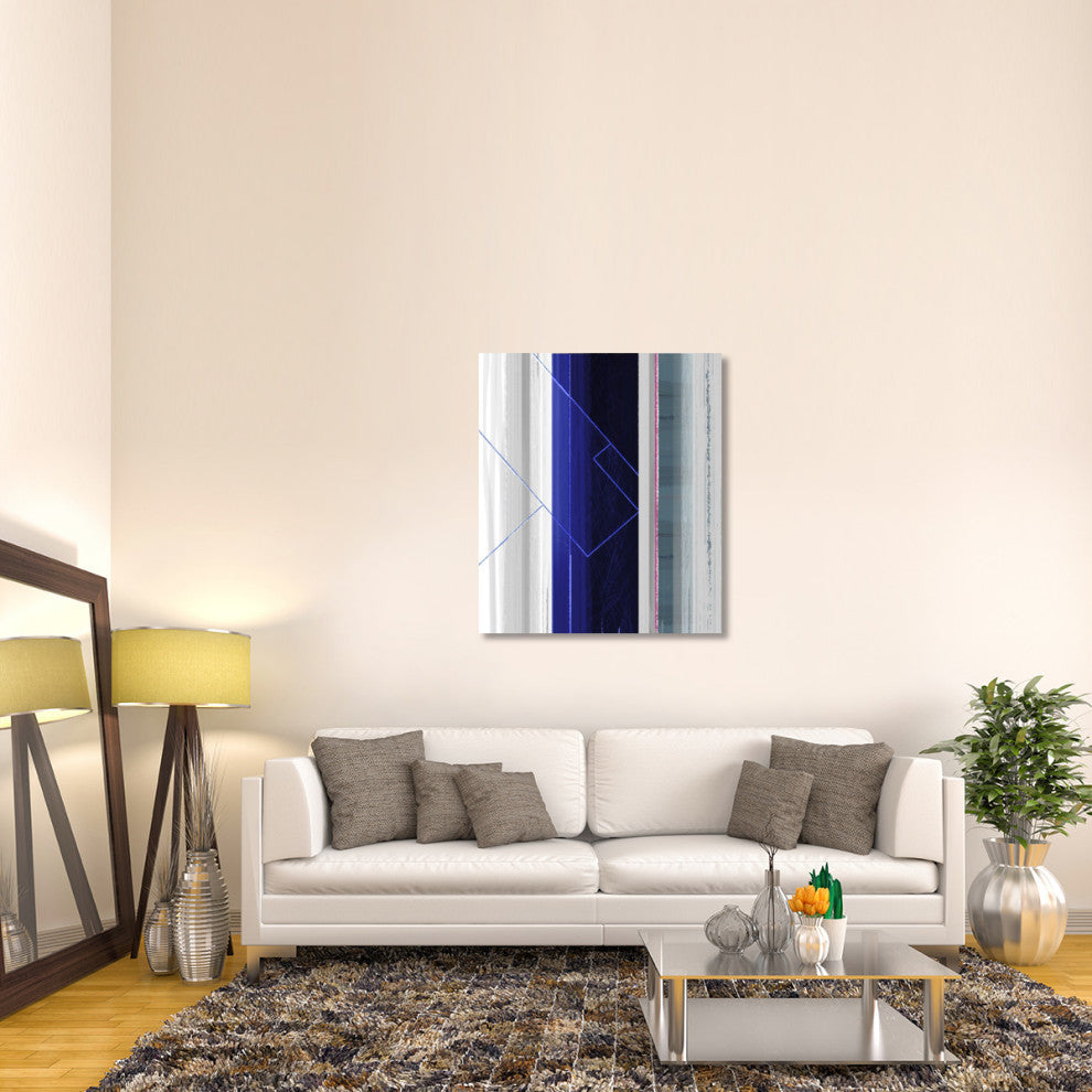 "Abstract White And Dark Blue" Fine Art Print