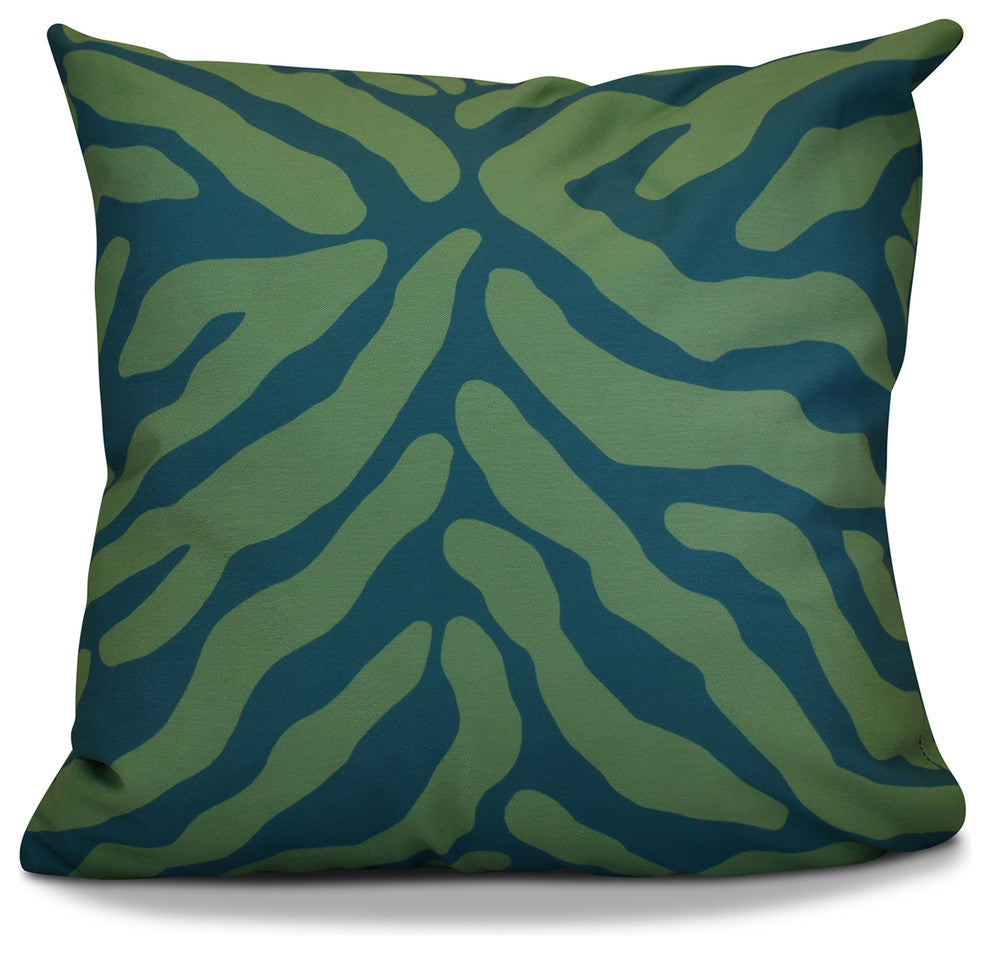 Animal Stripe Geometric Print Pillow, Teal, 18"x18"