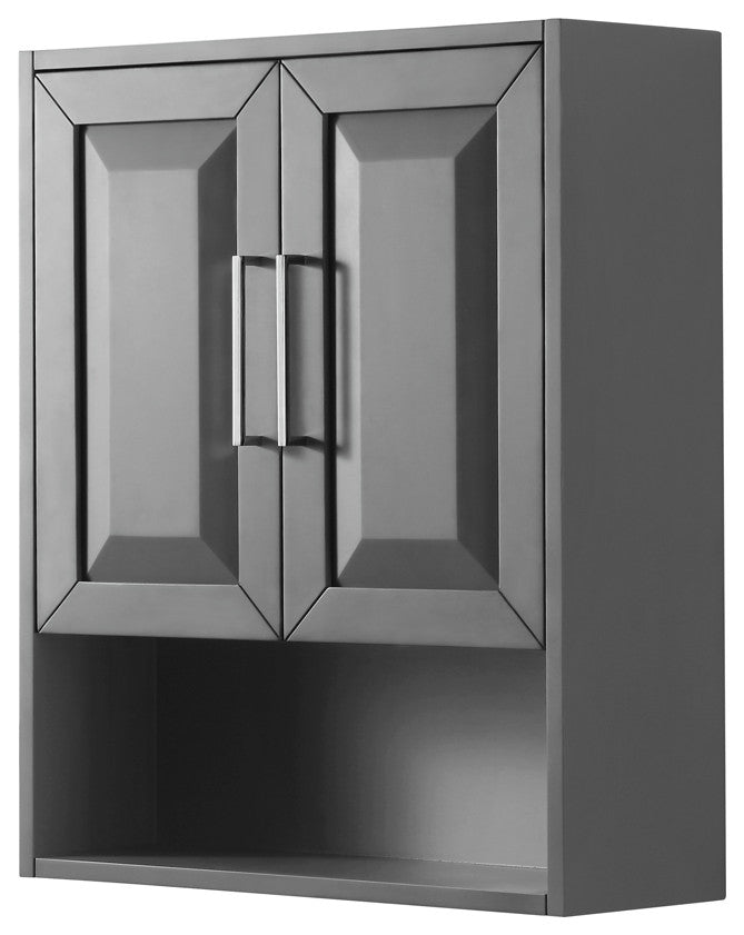 Daria Bathroom Wall-Mounted Storage Cabinet in in Dark Gray with Chrome Trim