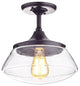 1 Light Vintage Black Metal Clear Glass Flush Mount Ceiling Lamp Light