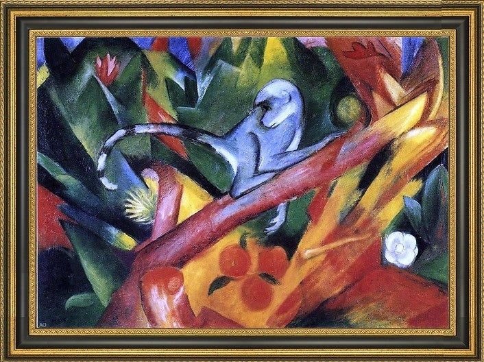 Franz Marc The Monkey - 18" x 27" Framed Premium Canvas Print