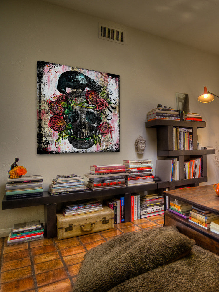 Marmont Hill, "Skull Roses" by Vicki Butler Painting Print, Wrapped Canvas