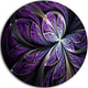 Glittering Purple Fractal Flower, Floral Round Metal Wall Art, 23"