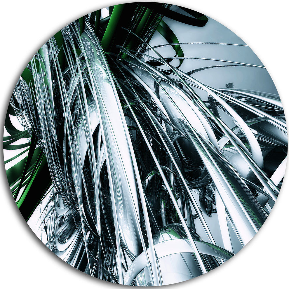 3D Abstract Art Green Black, Abstract Digital Art Round Wall Art, 11"
