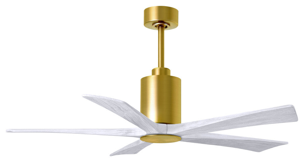 Patricia-5 5-Blade Ceiling Fan, LED Light Kit, Brushed Brass/Matte White, 52