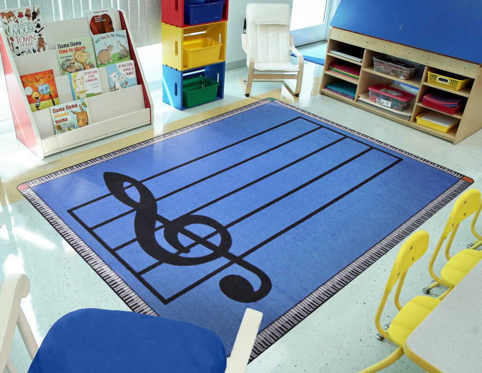 Kid Essentials Rug, Play Along, Blue, 5'4"x7'8"
