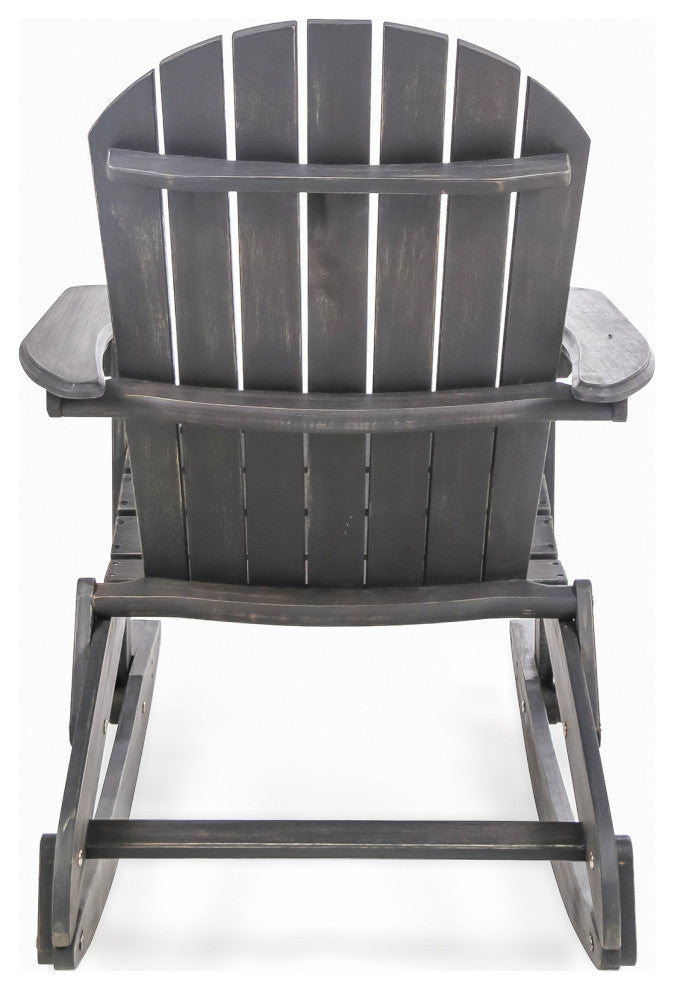 GDF Studio Vivian Outdoor Acacia Wood Adirondack Rocking Chair, Dark Gray, Set of 2