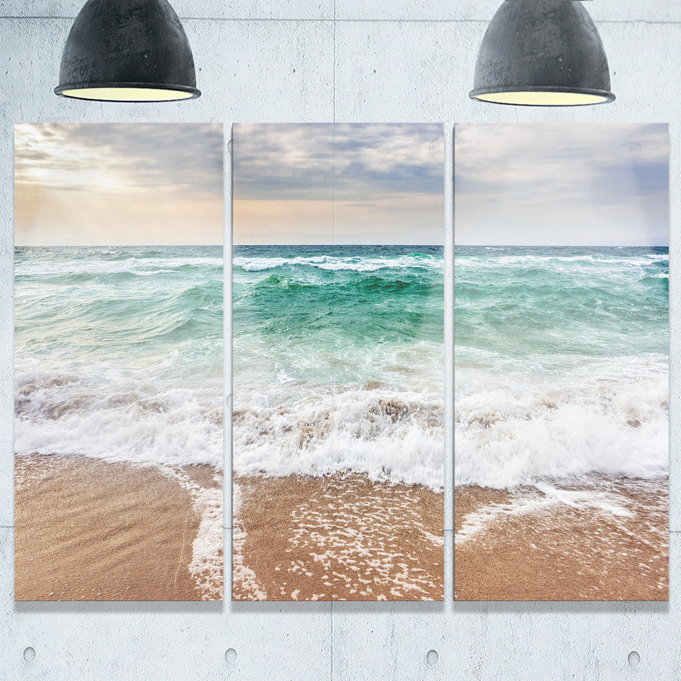 "Crystal Clear Blue Foaming Waves" Metal Wall Art, 3 Panels, 36"x28"