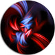 Fractal Red Connected Stripes, Abstract Art Disc Metal Artwork, 23"