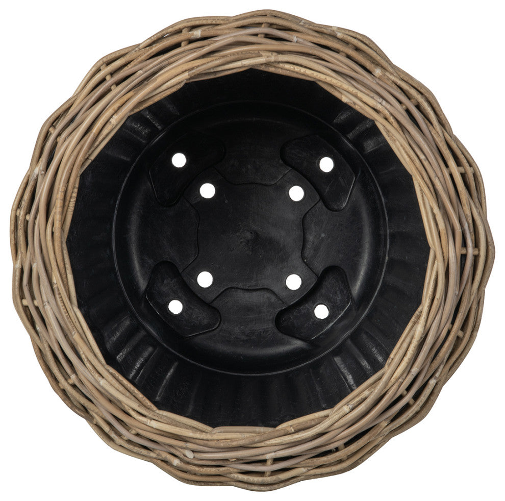 Rattan Kobo Indoor and Outdoor Planter Basket With Plastic Pot, X-Small