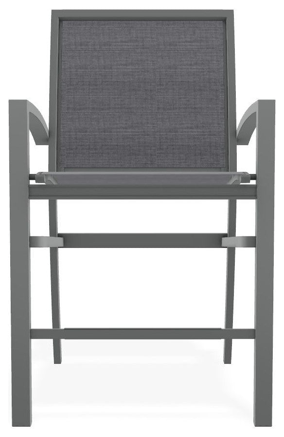 Kendall Sling Balcony Height Stackable Outdoor Stool, Augustine Pewter/Graphite